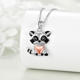 ONEFINITY Raccoon Necklace 925 Sterling Silver Raccoon Pendant Jewellery Gifts for Women, Sterling Silver, No Gemstone