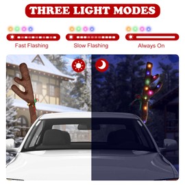 Christmas Reindeer Antlers for Cars with LED Lights Christmas Window Sticker, Vehicle Christmas Car Kit with Jingle Bells Rudolph Reindeer and Nose, Car Reindeer Antlers for Any Vehicle by Hydencamm