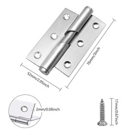 SPEACOUR Stainless Steel Ball Bearing Door Hinges Left Handed Furniture Door Hinge, Small Hinges with Screws for All Left Opening Doors (76x52mm)