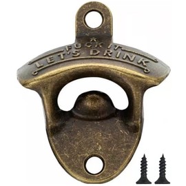 1 x Wall Mounted Bottle Opener It Let's Drink for Wall Mounting – Quickly Mount The Bottle Opener with The Screws Included (Retro)