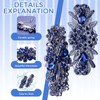 2Pcs Set Elegant Hair Accessories, Crystal Vintage Blue Hair Barrettes