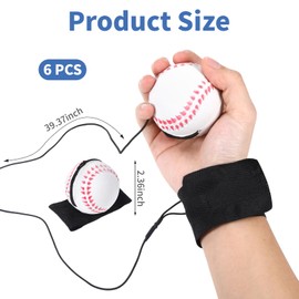 Wrist Return Ball on String Rebound Ball on a String Bounce Back Baseball with Rope for Adults Wrist Exercise and Fun Play to Improve Hand-Eye Coordination (6 Pcs)