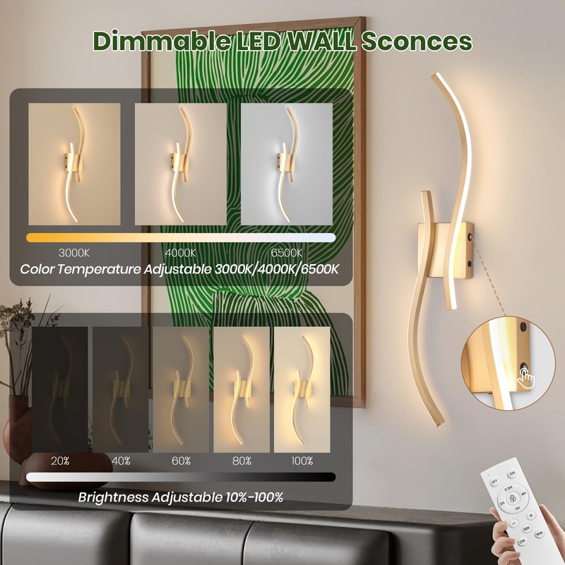 CANEOE Battery Operated Wall Sconces with Remote Control,10000mAh USB Rechargeable