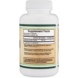 Keratin Hair Growth Vitamin (500mg per Serving, 120 Pills) Keratin Hair Treatment for Men and Women (Vital Protein for Hair, Skin, and Nails) Vitaminas para El Cabello, Vegan Safe by Double Wood