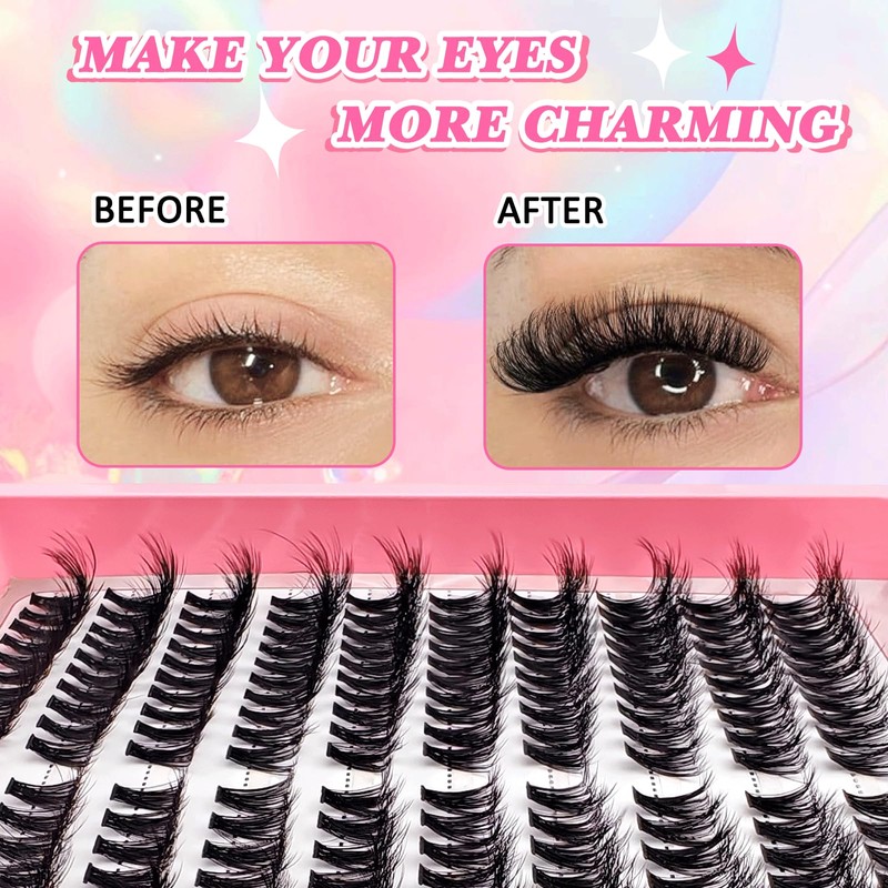 200 Pieces DIY Eyelash Extensions Set, 8-16 mm, Mixed Fluffy
