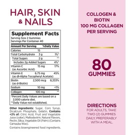 Nature’s Bounty Nature's Bounty Hair Skin and Nails With Collagen and Biotin, Gummies, 80 Ct NEW