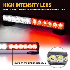 FOXCID 24 LED Emergency Hazard Warning Strobe Flashing Light Bar Wireless Battery W/ Magnetic Base and Rechargeable Plug for Beacon Rooftop Safety Vehicles Tow Trucks Tractor Snowplow
