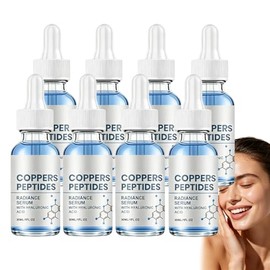 Sérum facial con péptidos de cobre, potenciador de colágeno antienvejecimiento con ácido hialurónico, sérum de colágeno para el rostro, sérums faciales reafirmantes e hidratantes. (8PCS)