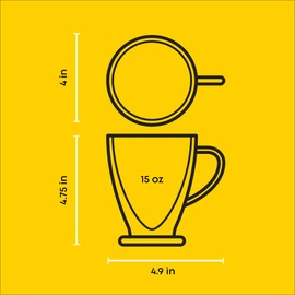 JoyJolt Declan Irish Double Wall Insulated Glass Coffee Cups (Set of 2) -15-Ounces