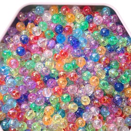 500pcs Acrylic Round Beads AB Colorful Bead 6mm Loose Bubble Spacer Craft Beads for Jewerly Making
