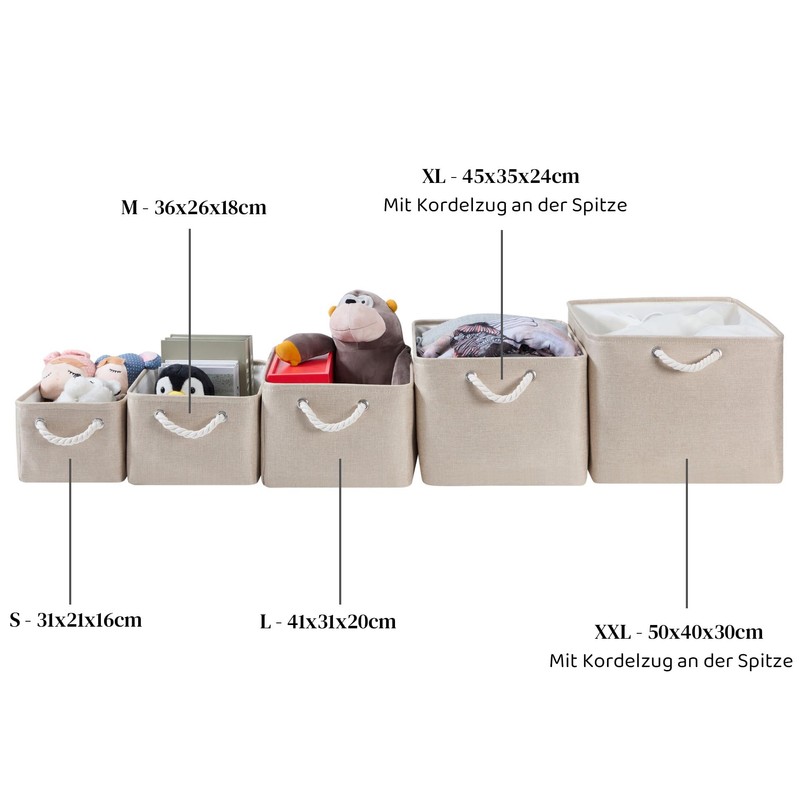 Mangata Foldable Storage Basket with Rope Handles, Fabric Storage Box