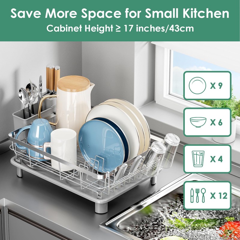 MOUKABAL Dish Drying Rack - Stainless Steel Dish Rack, Dish