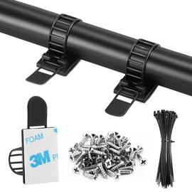100 piezas de clips adhesivos para gestión de cables con 50 piezas de bridas de cierre, correa de...