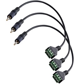 tunghey 3Pack 3.5mm Screw Terminal Block Cable 3.5mm (1/8inch) Stereo Audio Male to 3 Pin/Way Female Bolt Screw AV Headphone Type Adapter Cable