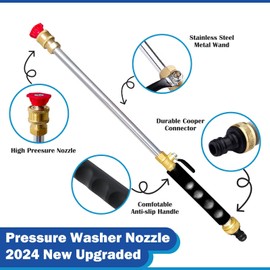 Jet Nozzle for Garden Hose Power Washer Wand Hydro Jet High Pressure Washer Tools with 2 Different Nozzles and Hose Quick Connectors 2-in-1 Hydro Jet Nozzle for Car Washing, and Versatile Cleaning