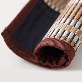 NUOBESTY Roll-up Bamboo Brush Holder Portable Calligraphy Pen Storage Organizer Writing Brush Holder for Painters Artist Students