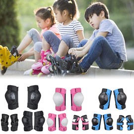 6 Pieces Roller Skate Protective Gear Kids Skateboard Protective Gear Knee Pads Wrist Pads Elbow Pads Adjustable for Outdoor Cycling