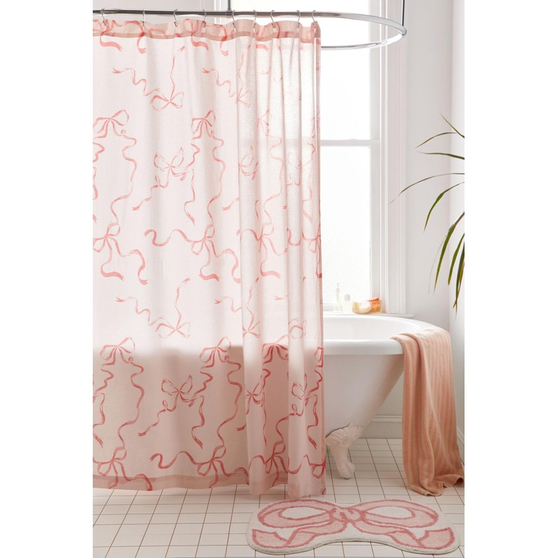 Luxape Luxape Bow Shower Curtain, Coquette Handcrafted Bow Tie Bath