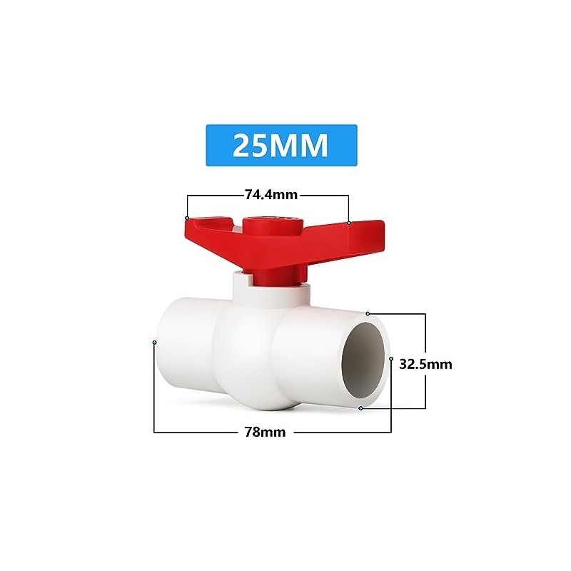 ERGAOBOY 5Pcs PVC Ball Valves, 25MM Water Pipe Shut-Off Valve