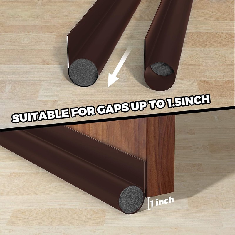 2 x 96 cm brown draught excluder for doors, draught