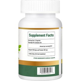 Moringa Capsules 800mg, 120 Moringa Pure Capsules For Energy, Immune Support, Gut Health & Powerful Green Superfood, Rich In Antioxidants, Essential Vitamins & Amino Acids, Non-GMO & Gluten Free