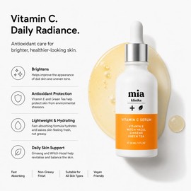 MIA Klinika Brightening Face Serum – Lightweight Daily Facial Serum with Vitamin C, Vitamin E & Green Tea – Hydrating Serum for Dull & Tired-Looking Skin 30ml