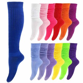 SHTGOI 2 Pairs Women's Wool Stockings Knee Socks Winter Knitted Stockings Long Striped Leg Warmer Socks Overknee Thigh Socks High Thick Socks for Birthday Christmas Valentine's Day