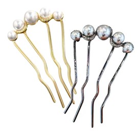 HUIKKJP 2 Pieces Ball Wrap Comb Pearl Decoration Hair Accessories with U-Pins for Hair Bangs Wedding Coming Ceremony Graduation Daily Use Hair Clip