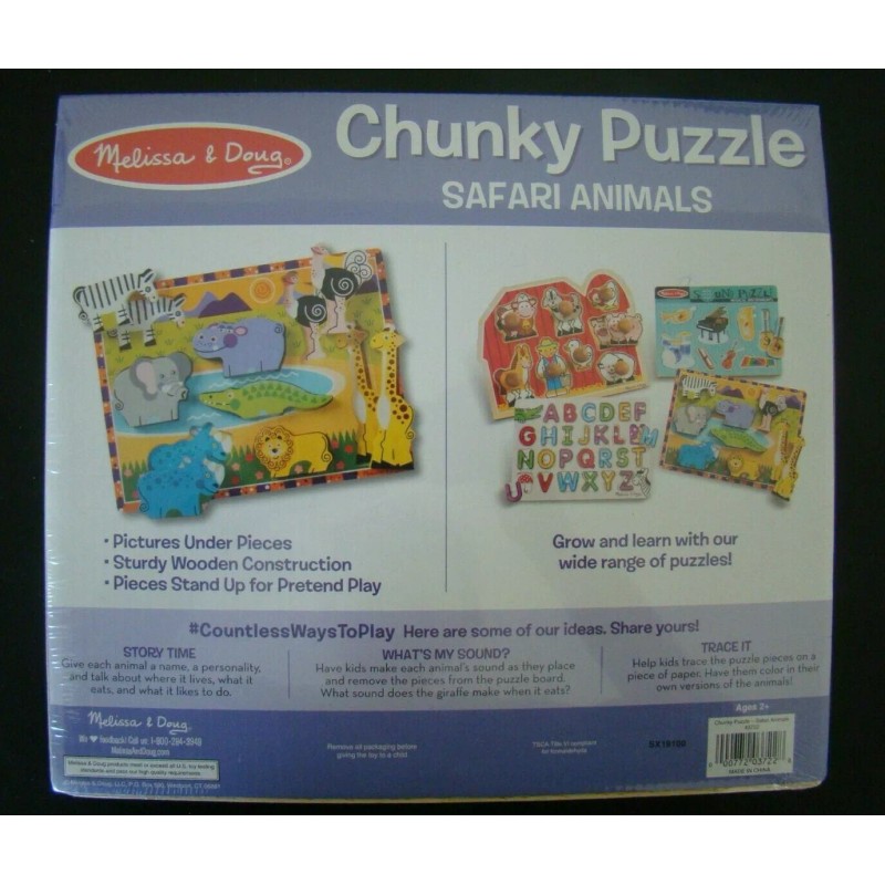 Melissa And Doug Chunky Puzzle SAFARI ANIMALS  -  NEW
