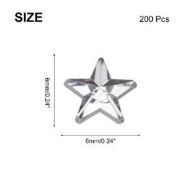 MECCANIXITY 200PCS Acrylic Star Rhinestone 6x6mm Flat Back Plastic Gems Jewelry Stickers for Craft Bead Face Painting Costume Jewelry Making, White