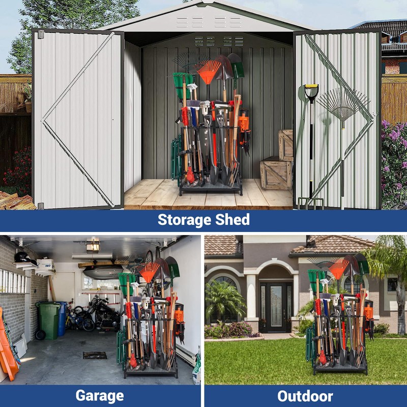 Garden Tool Organizer, Yard Tools Rack Holds 55 Long-Handled Tools/Rakes/Brooms