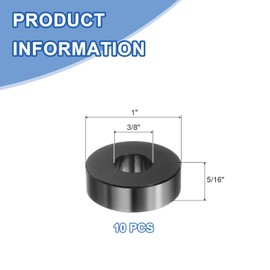 uxcell 10 Pcs Aluminum Spacer, 3/8" Bore x 1" OD x 5/16" Length Black Round Spacer Unthreaded Standoff Bushing Plain Finish Metal Spacers
