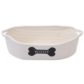 Geyecete weave rope dog toy box Natural weave Rope Clutter Organizer Toy Chest Pet Toy Box Dog Storage Basket Basket Dog Toy Storage Basket-Beige