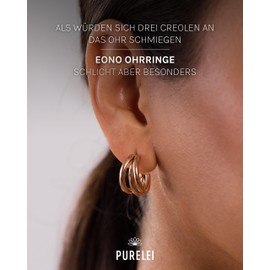 PURELEI® Eono Earrings, Gold, Silver, Rose Gold, Women's Earrings Made of Durable Stainless Steel, Waterproof Jewellery, 20 mm Diameter, Sterling Silver