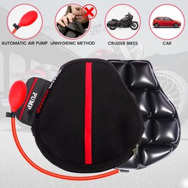 GRAND PITSTOP Motorcycle Air Seat Cushion, on The go inflate & Deflate, Pressure Relief Motorcycle Seat Pad, Shock Proof Comfortable for Motorbike Long Rides (Cruiser Premium with Air Pump)