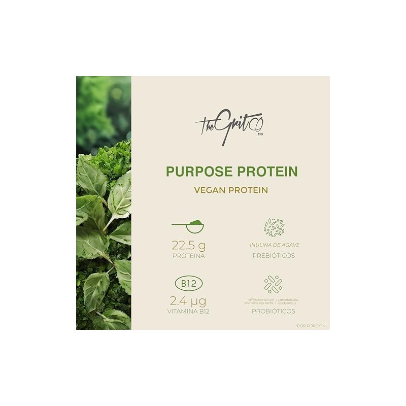 The Grit Co: Purpose, Proteína Vegana, Cacao, 660 gr