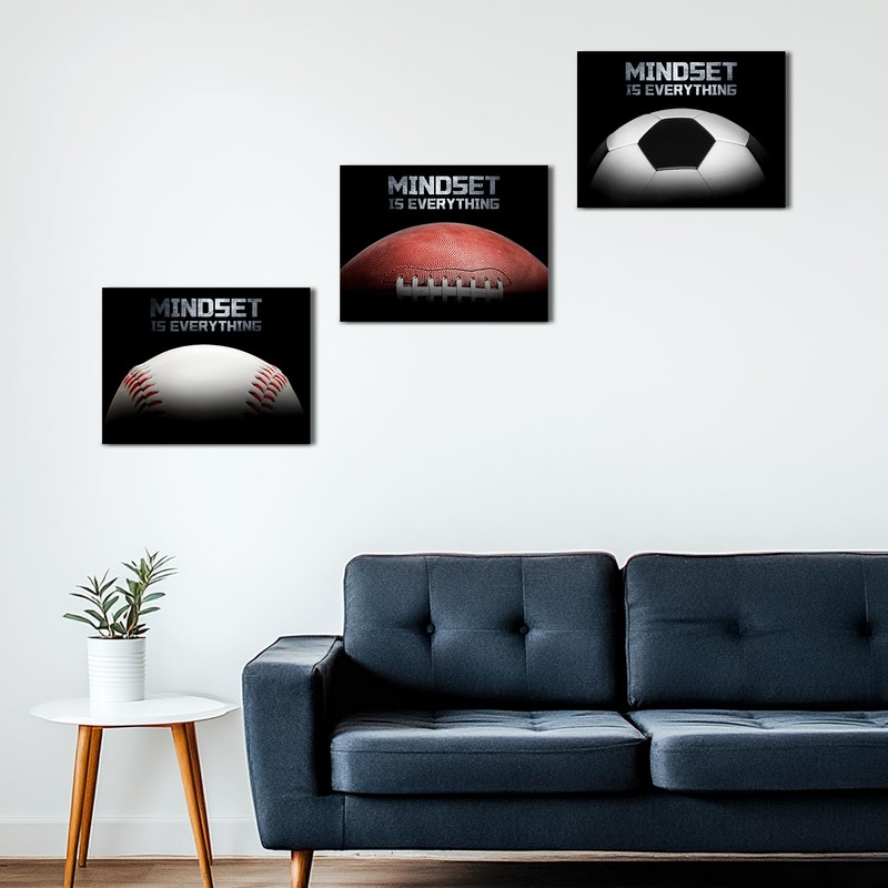 xiysien Soccer Baseball American Football Wall Art Inspirational Quotes Sports