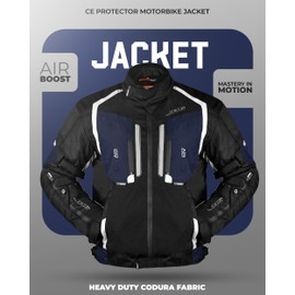 JAG Men's All Season Reflective Mesh Motorcycle Jacket | CE Armored Dual Sports Cordura Jacket with Removable Liner