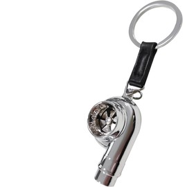 Car Turbo Keychain, Creative Metal Spinning Turbocharger Key Fob, Universal Vehicle Part Keychain Key Ring Decoration (Silver)