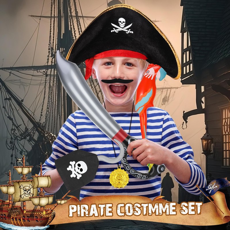 11Pcs Pirate Costume Accessories Set, Fancy Dress Costume Accessory Set