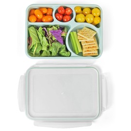 carrotez Portion Control Plate, 5 Compartment Divided Plate with Lid, Microwave Food Storage Tray, Top Rack Dishwasher Safe, BPA Free
