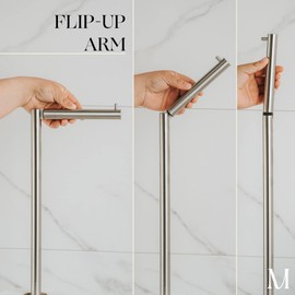MARMOLUX ACC Free Standing Brushed Nickel Toilet Paper Holder Stand White Marble Base and Storage | 4 Jumbo Roll Bathroom Hardware Toilet Tissue Organizer | Stainless Steel Bathroom Decor Accessory