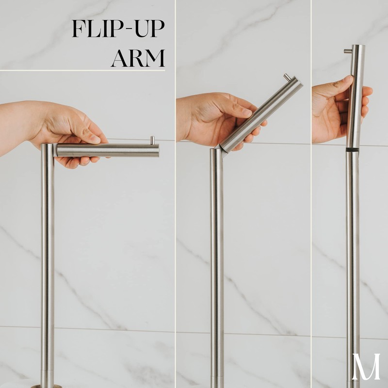 MARMOLUX ACC Free Standing Brushed Nickel Toilet Paper Holder Stand