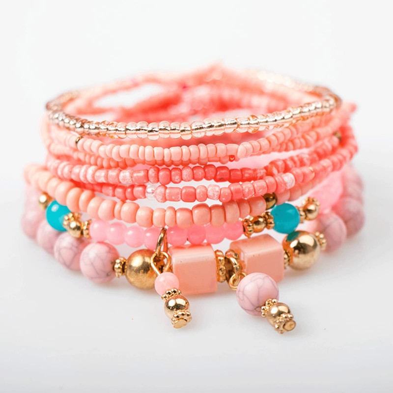 Beaded Bracelet for Women Boho Multilayer Tassel Bracelet Stackable Stretch