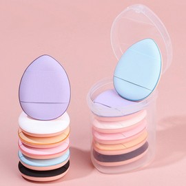 Finger Powder Puff - Facial Makeup Sponges Set of 6 - Loose Powder Puff with Small Case for Women & Girls Makeup Setting Wet & Dry