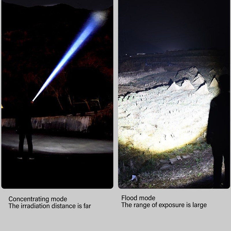 Rechargeable LED Flashlight High Luminous Flux 8000LM Telescopic Zoom Handheld