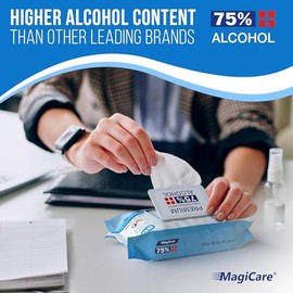 MagiCare Toallitas de alcohol 75% grandes (paquetes de 4 a 80 unidades) – Toallitas desinfectantes de manos con alcohol de alta calidad – Toallitas de