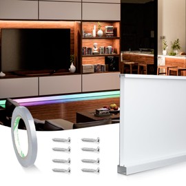 Muzata 4FT/1.2M Spotless Aluminum LED Baseboard Lighting Frosted LED Strip Light Diffuser Neon Skirting Board Indoor Mood Lighting Baseboard LC31 1.2M