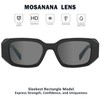 mosanana Trendy Rectangle Sunglasses for Women Men Black Vintage Retro