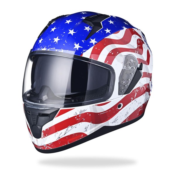 AHR Run-F Full Face Stars and Stripes Motorcycle Helmet Dual
